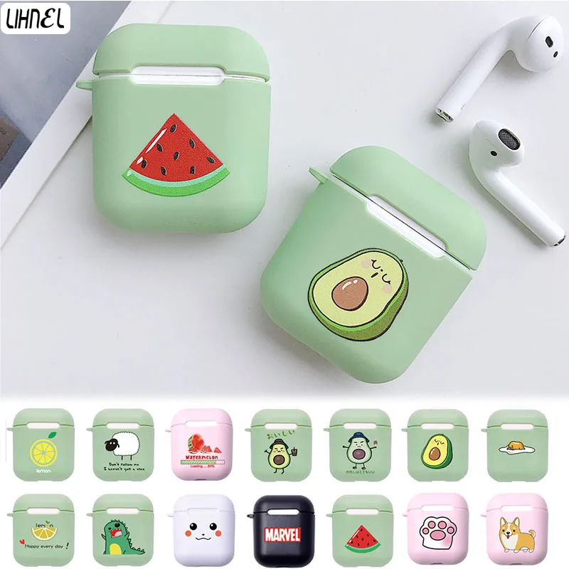 

Silicon Bags for Air Pods Lemon Watermelon Avocado Fruit Cat Paw Corgi Dog Cartoon Case for Airpods Wireless Bluretooth Earphone