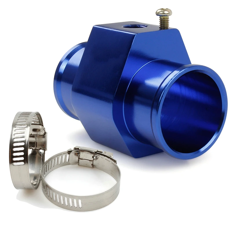 Radiator Hose Adapter 30mm Water Temp Sensor Alloy Pipe Connector Aqua Blue 