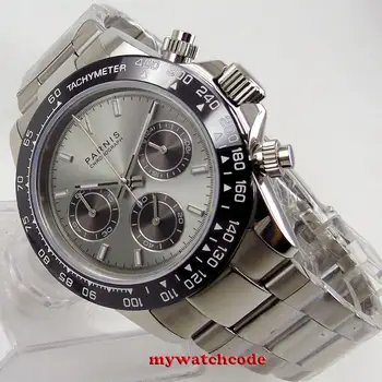 

new arrive Top Brand Luxury 39mm PARNIS gray dial sapphire glass solid full Chronograph quartz mens watch P1246