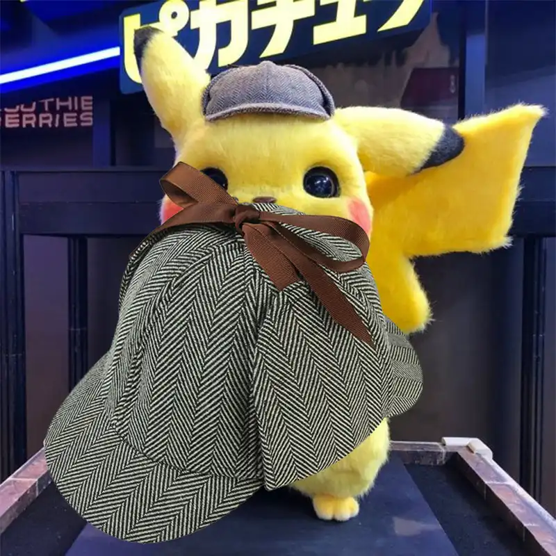 Wholesale Pocket Monster Ash Ketchum Cosplay Costumes Detective Pikachu Hats Pokemon Cap Unisex Fashion Lattice Gauze Lace Hat