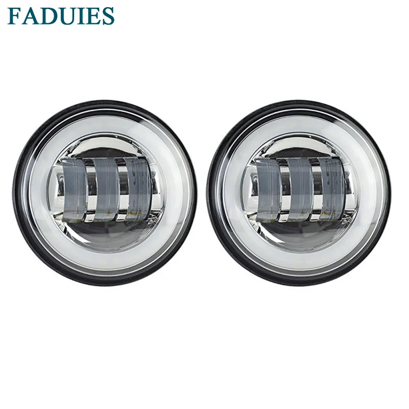 

FADUIES Chrome 4.5 Inch 30W Motorcycle LED Fog Lights Passing Auxiliary Lamp with DRL for Motorcycle