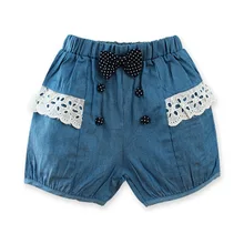 Лето Шорты для девочки детей Костюмы новорожденных девочек детские из джинсы короткие штаны одежда из хлопка для новорожденных