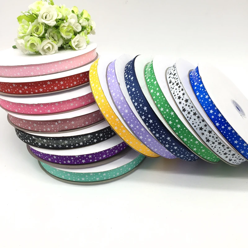 

5 yards 5/8"(15mm) Ribbon Wedding Decoration Printing Stars Grosgrain Ribbon Gift Wrapping Hair Bows DIY Christmas Ribbon