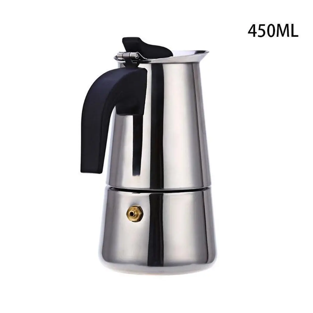 

100/200/300/450ML Coffee Brewer Kettle Pot Portable Stove Top Mocha Coffee Pot Moka Stainless Steel Coffee Maker New Arrival