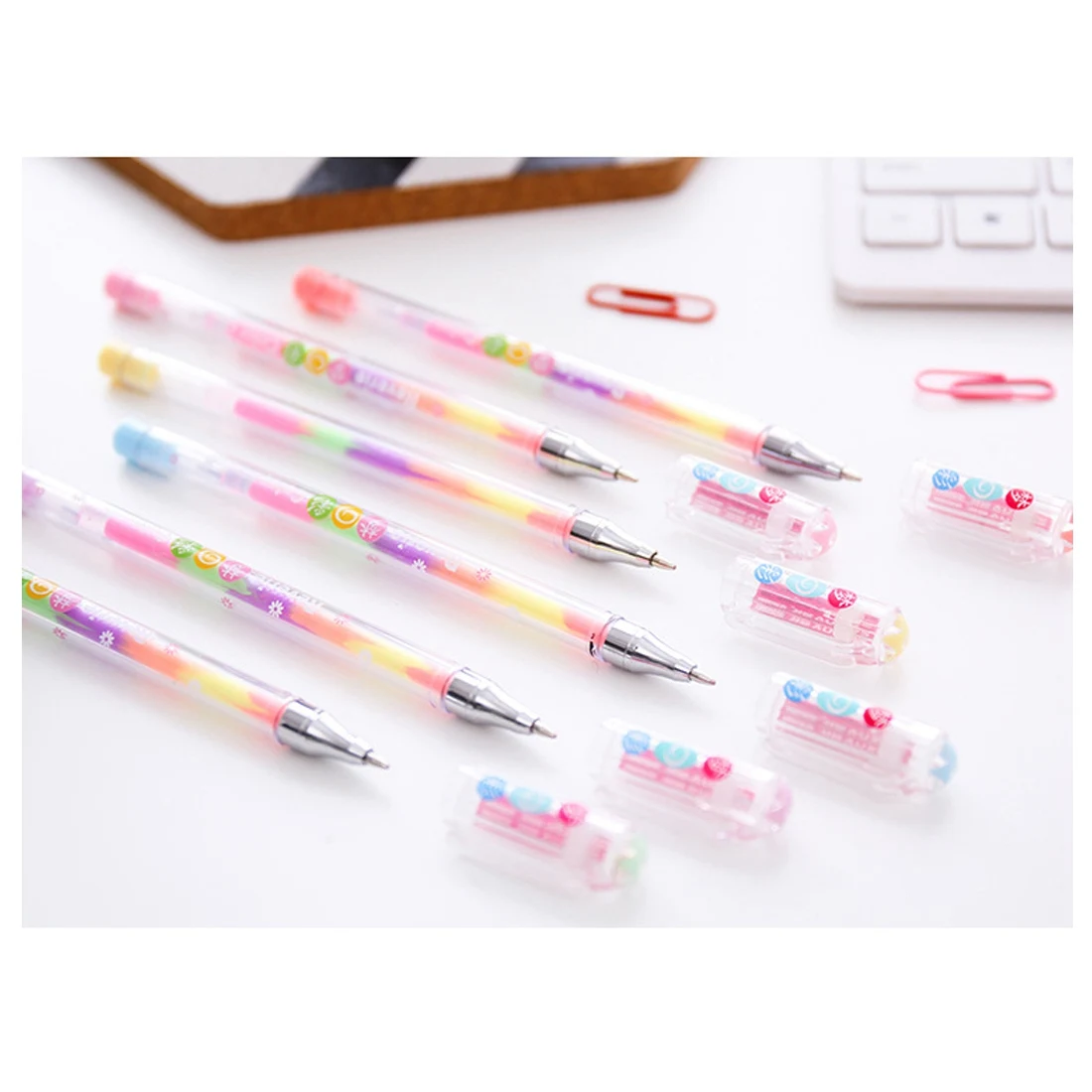 

BLEL Hot 6Pcs DIY 6 in 1 Rainbow Highlighter Album Pastel Pen Mark Stationery Color Painting Stationery Writing Student Graffi