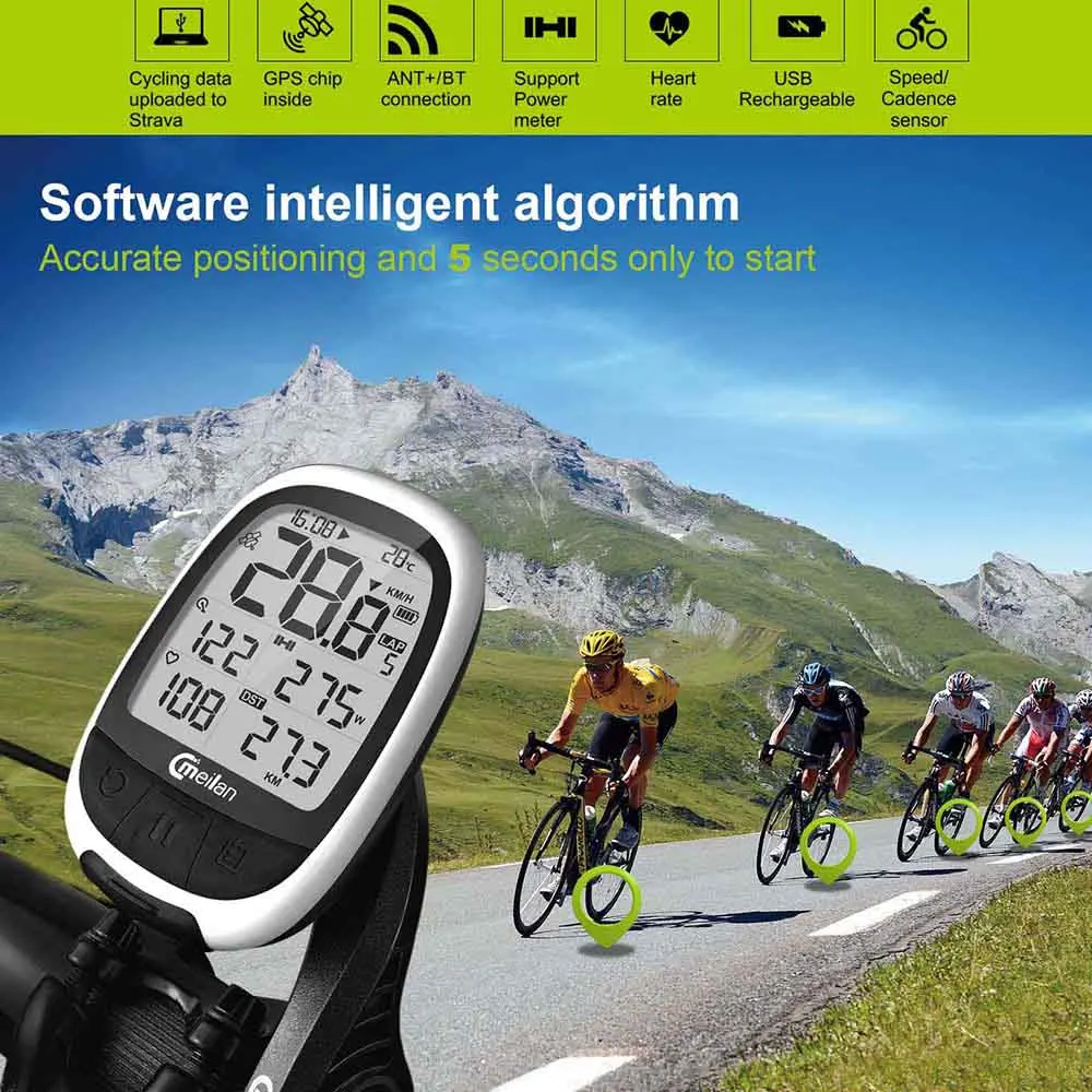 Велосипед gps-навигация Bluetooth ANT+ велосипедный компьютер поддержка подключения с частотой сердечных сокращений(не включает
