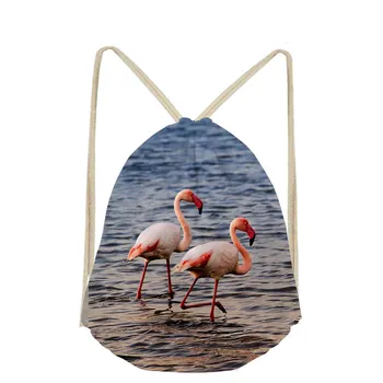 

Noisydesigns 3D Flamingo Animal Pattern Print Custom School Bags Bookbags Girls Drawstring Bag Kids Pocket String Shoulder Case