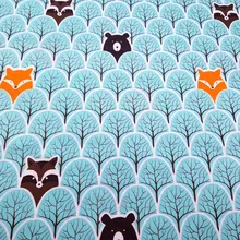 Синего цвета с рисунком медведя, твиловая, хлопковая ткань, хлопковая Лоскутная Ткань, DIY лоскутного шитья Fat четверти Материал для новорожденных и детей