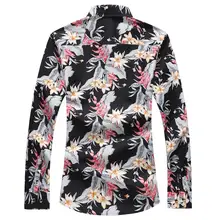 Long sleeve Blouse Men Flower Hawaiian Shirt Mens Dress Shirts Floral Casual Plus Size Black Blue Long sleeve Blouse Men Flower Hawaiian Shirt Mens Dress Shirts Floral Casual Plus Size Black Blue