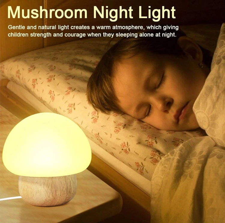 Soft Silicone LED Mushroom Baby Night Lights