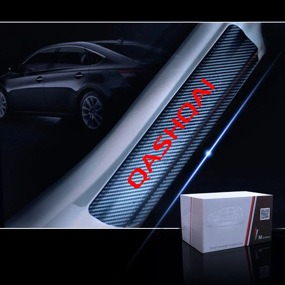 Углеродное волокно автомобильной двери подоконник для Nissan Qashqai автомобиля Стикеры Накладка на порог двери Стикеры s автомобильные аксессуары 4 шт