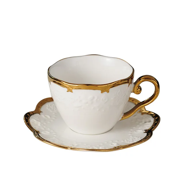 Nordic Style Elegant Coffee Cups and Saucers Ins Gold Milk Cup Set Home