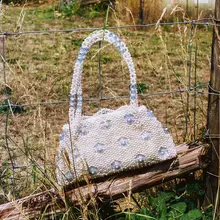 Женская сумка через плечо из бисера Элегантная вечерняя сумочка ретро дизайнерская сумочка Роскошная брендовая ручная сумка с жемчугом ручной работы