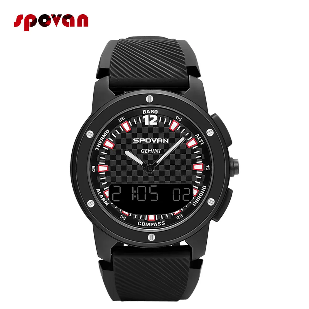 GEMINI-1 Smart Watch Double Display Outdoor Sports Watch With Altimeter Barometer Compass Waterproof Weather Forecast LED Backli