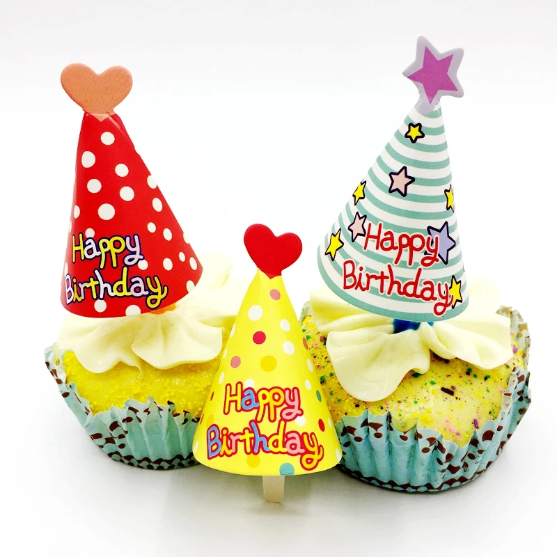 

NEW 24PCS/lot Umbrella Cupcake Toppers Pick Cocktail Drinks Children Happy Birthday Wedding Party Decoration cake Flag Supplies