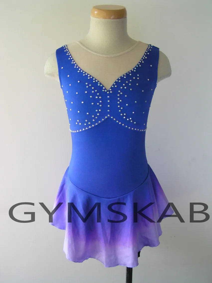 

2018 Graceful Figure Skating Dress Women's Girl's Customized Ice Skating Dress Sleeveless Gymnastics Costume 6227-1