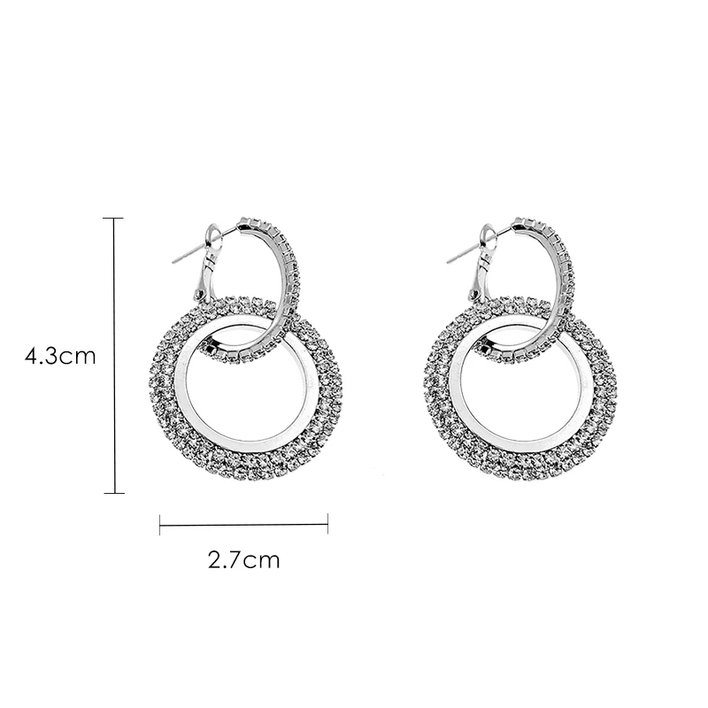 

925 silver needle European and American circle earrings female temperament personality hipster long paragraph simple earrings