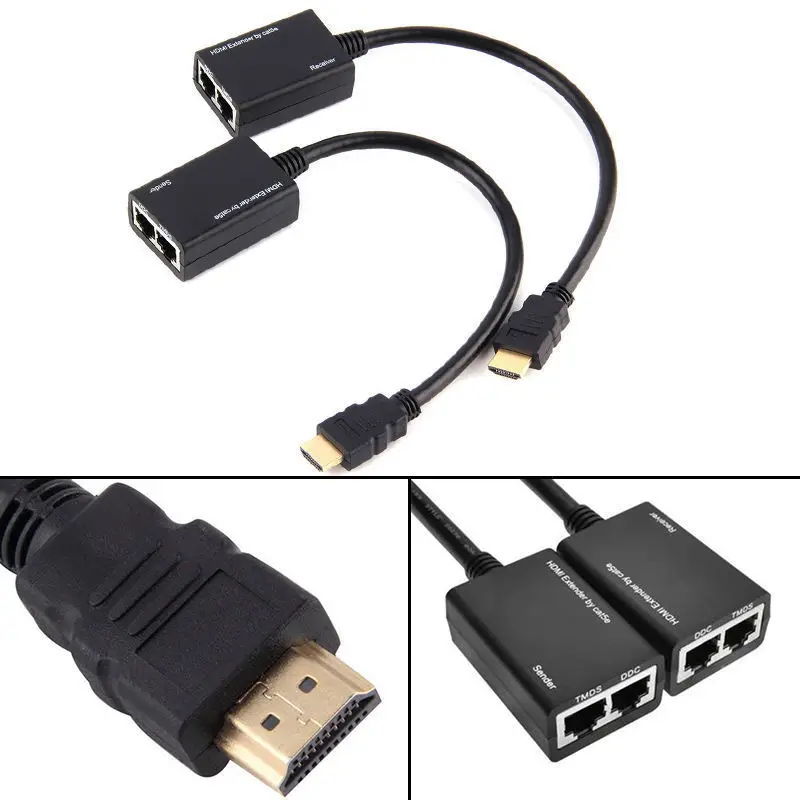 Высокое качество HDMI по CAT5e CAT6 LAN Ethernet балун расширитель репитер до 100 футов