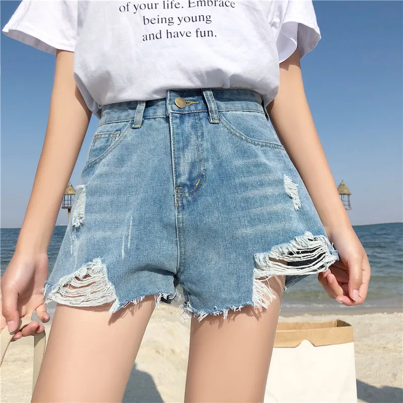 

2019 Summer Denim Short Jeans Women Sexy High Waist Hole Ripped Shorts Fashion Casual Slim Plus Size Denim Shorts lady hot pants