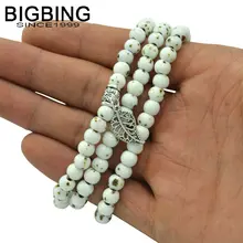 A088 BIGBING ювелирные изделия Модные Многослойные Длинные белые керамические бусины лист браслет с подвесками ручная работа Браслет Женские Ювелирные изделия Высокое качество