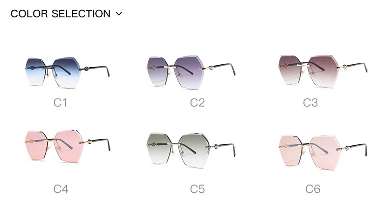 Новые солнцезащитные очки без оправы женские брендовые дизайнерские градиентные солнцезащитные очки большая оправа винтажные очки UV400