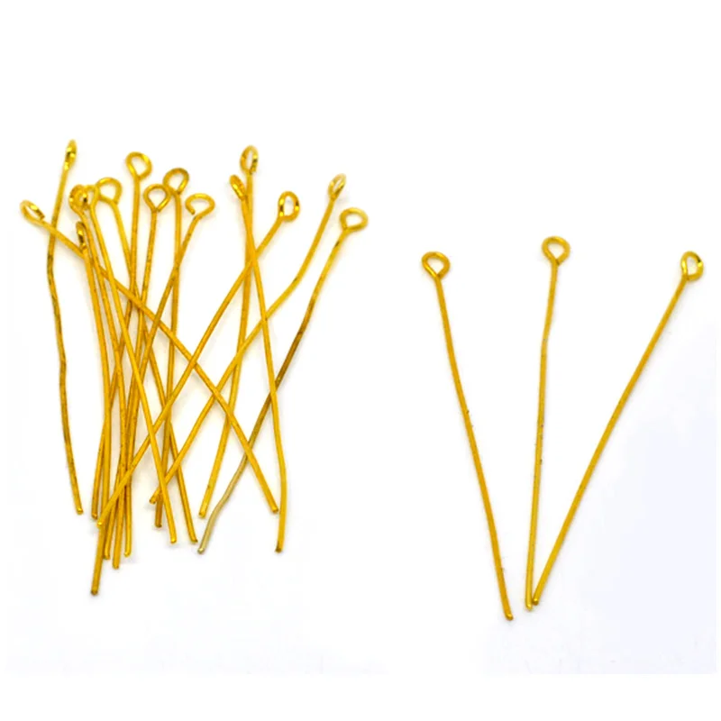 500Pcs DIY Handmade Eye Pins Jewelry Making 50x0.7mm, Bronze Tone/Silver Tone/Gold Plated