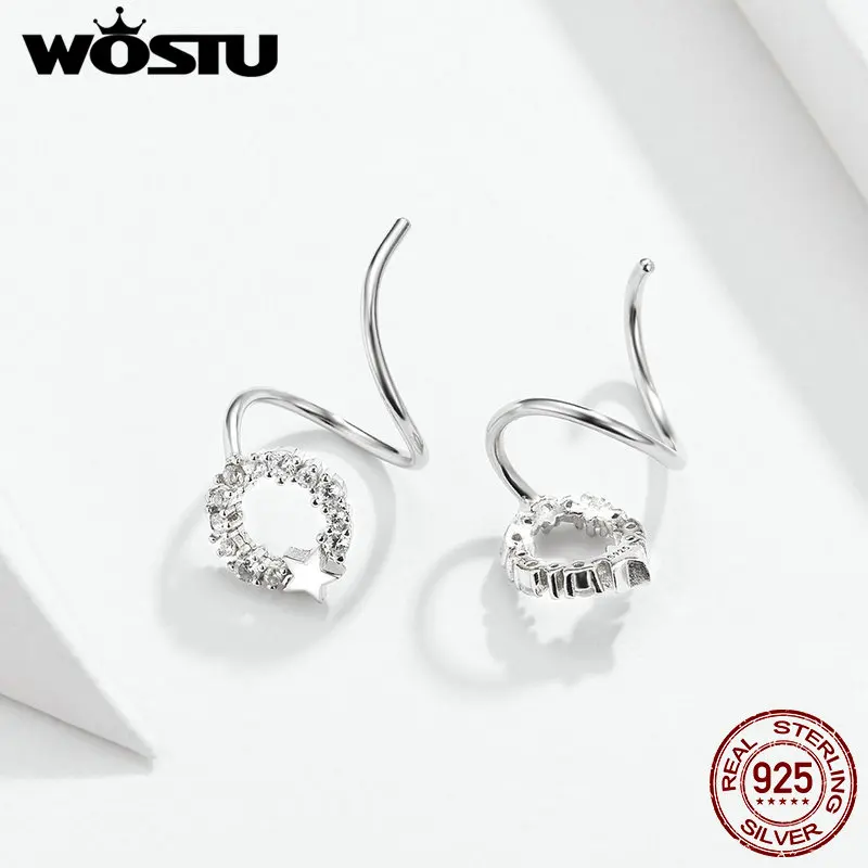 WOSTU 2020 женские серьги из 100% настоящего серебра с фианитами для женщин модные