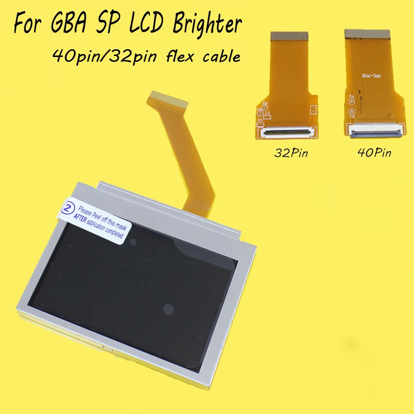 

For Nintendo For Game Boy Advance SP for GBA SP Screen LCD Backlit Brighter Highlight AGS-101 with 40pin/32pin ribbon cable