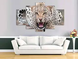 5 панель животных Плакат HD с картина маслом Леопард печать холст искусство домашнего декоративные настенные искусстве для гостиной f0288