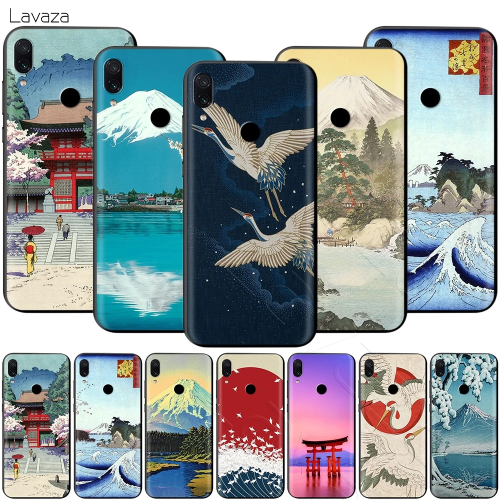 Lavaza Japanese Crane Fuji Mountain Wave Case for Xiaomi Redmi Note 4A 4X 5 5A 6 6A 7 S2 Pro Go Prime Plus |