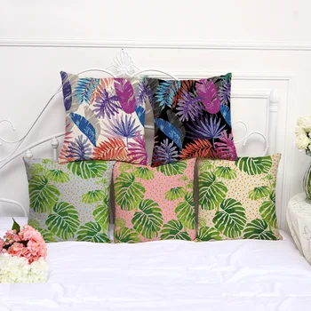 

Decorative Pillow Case New Plant Leaf Painting Pillowcase 17.5 Inch Cotton Linen Chair Seat Throw Pillow Cover P1046