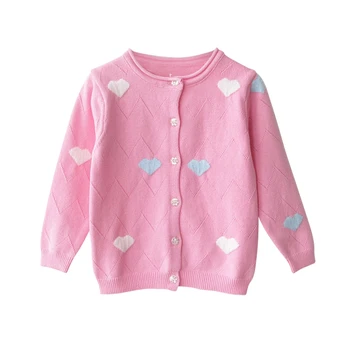

Rlyaeiz 2018 Baby Girls Sweater Fashion Hollow Cardigan Sweater Spring Autumn Cotton Long-Sleeve Heart Knitting Girl Sweaters