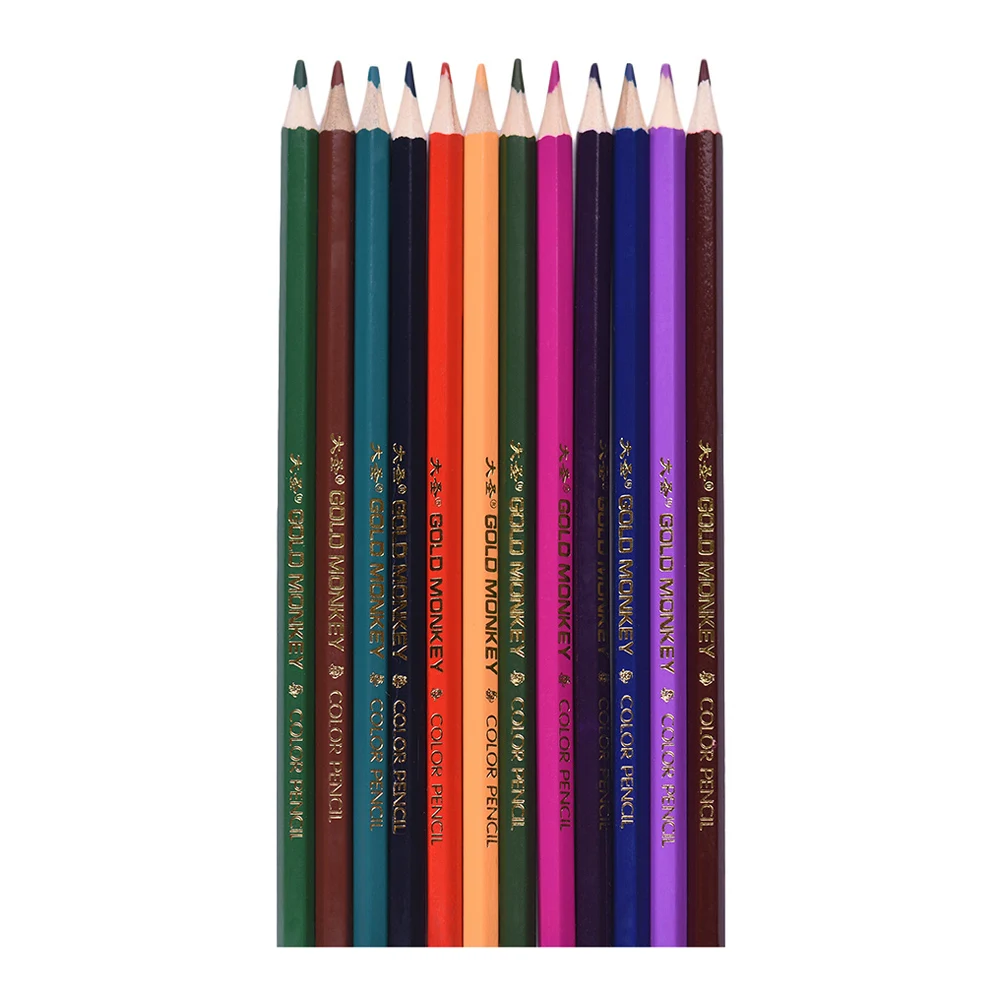 

12 Colors Colored Pencils Professional with Soft Core Pre-Sharpened Triangular-Shaped Cute Holder for School Drawing Student