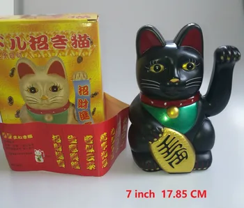 

1Pcs 17.85m Big Black Classic Lucky Wealth Electric Wink Cat Waving Cat Beckoning Maneki Feng Shui Crafts Home Decor Gifts