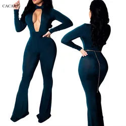 Fashion Velvet Rompers Women Jumpsuit Women Spring Playsuit Bodycon Bodysuit F2998 Deep V Neck Long Sleeve