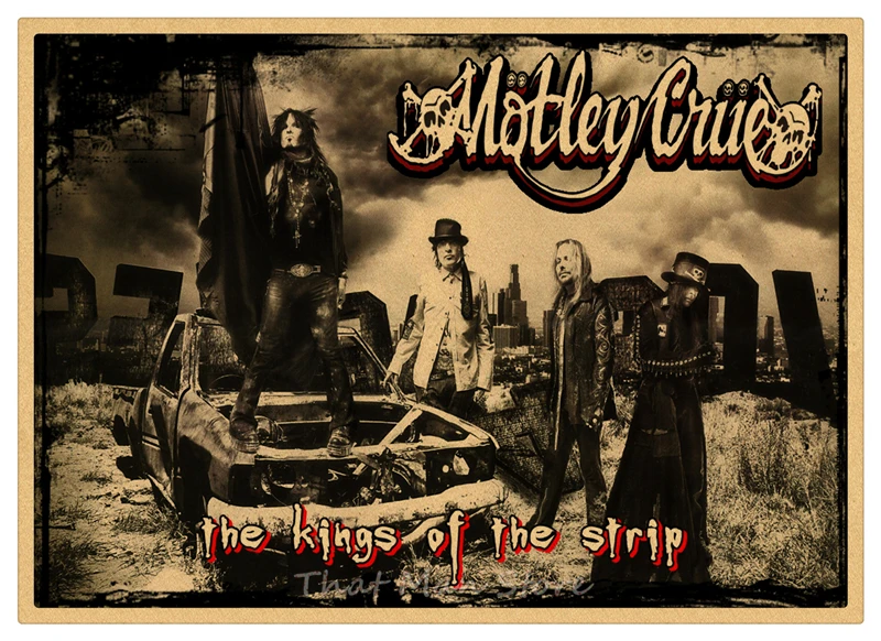 Motley Crue винтажная Ретро рок-группа музыкальная гитара матовая крафт-бумага античный плакат Настенная Наклейка домашний декор 42*30 см - Цвет: Прозрачный