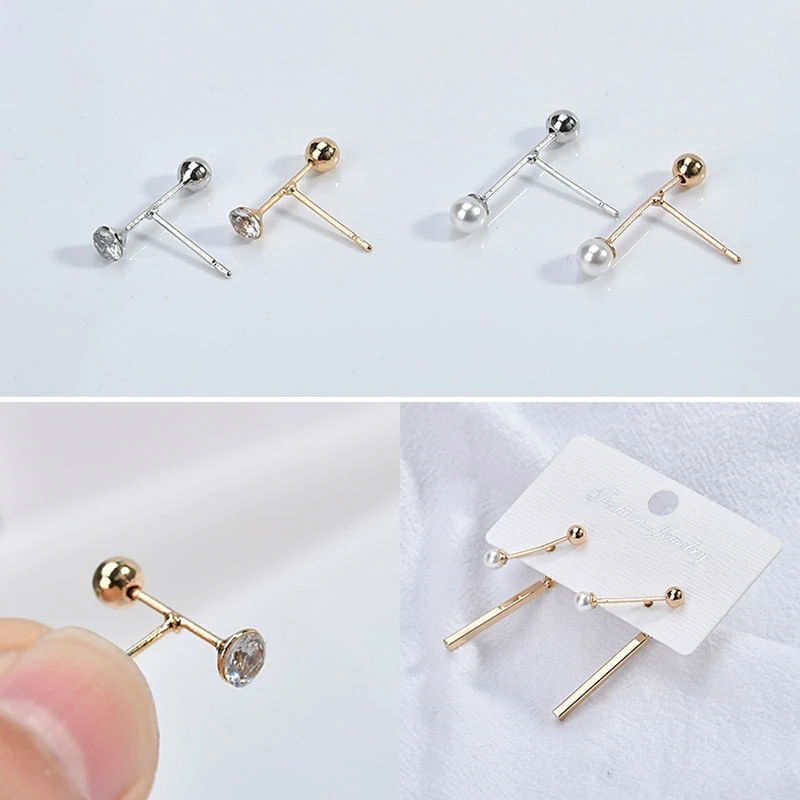 

DIY Handmade Korean Super Immortals Character Nail Pearl Drilling zirconium earring material accessories personality earrings