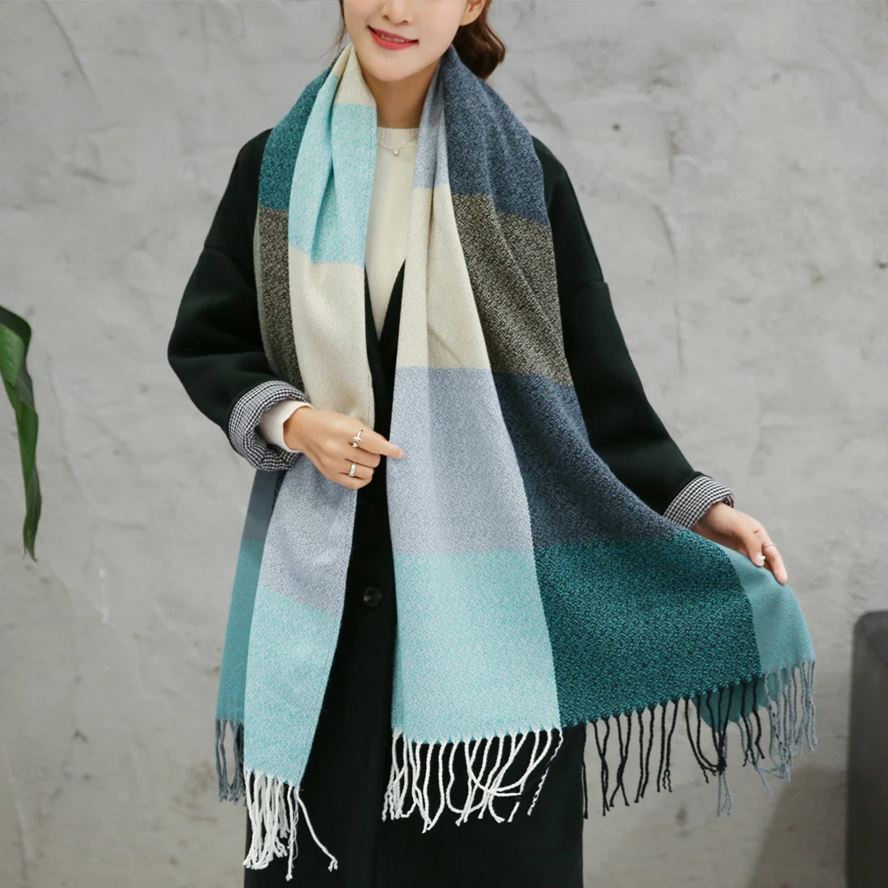 VEITHDIA 2018 Autumn Winter Female Wool Scarf Women Cashmere Scarves Wide Lattices Long Shawl Wrap Blanket Warm Tippet wholesale VEITHDIA 2018 Autumn Winter Female Wool Scarf Women Cashmere Scarves Wide Lattices Long Shawl Wrap Blanket Warm Tippet wholesale