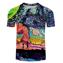 3d Mens Rick And Morty Ricks T Shirt Short Sleeve Ricky T-shirt Tshirt Anime Whirlpool Painting Space Short Sleeve Dropship