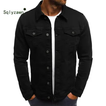 

Autumn Winter Long Sleeve Denim Varsity Jacket Men's Fashion Black Pocket Bomber Shirt Jackets and Coat Streetwear Plus Size 3XL