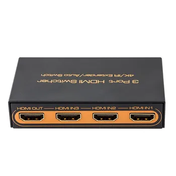 

High Quality 3 Port 3X1 HDMI Switcher 4Kx2K 3D / IR extender / Remote Control / Video Audio Auto Switch for PS3 PS4 HDTV DVD TV