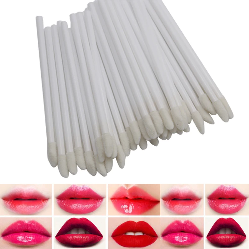 

50pcs Disposable Makeup Lip Brush Lipstick Gloss Wands Applicator Make Up Tool Cleaning Eyelash Cosmetic Brush Applicators