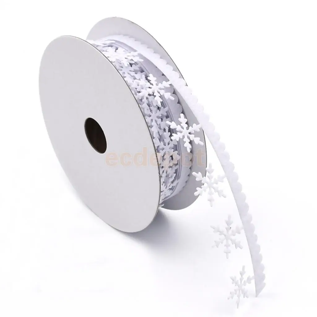 

5m 25mm Non-woven Christmas Snowflake Trim Ribbon White Christmas Tree Decoration Scrapbook DIY Wedding Gift Wrap Sewing Crafts