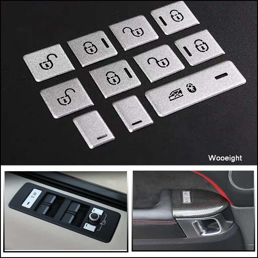 Wooeight Aluminium Alloy Door Window Switch Control Button Stickers Cover Decoration For Land Rover Range Rover Sport 2014-2017 (2)