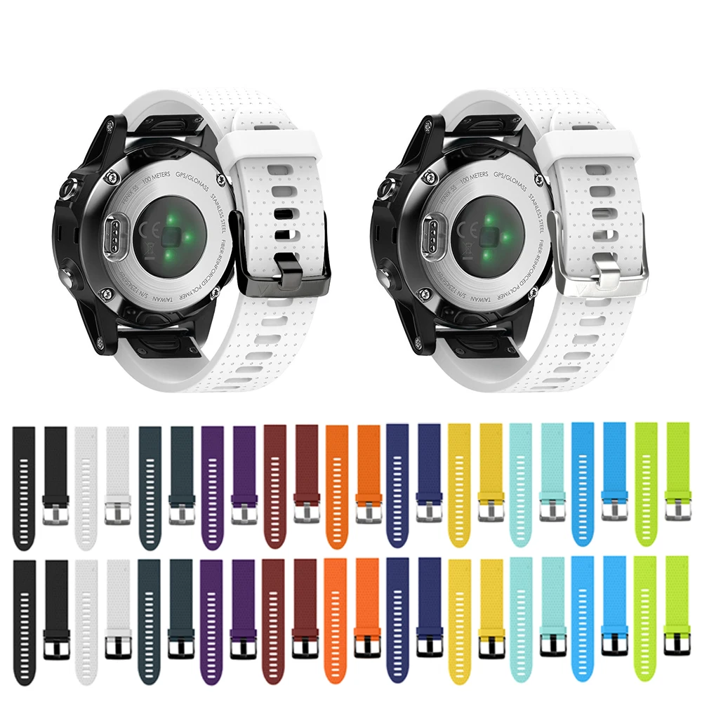 

Strap For Garmin Fenix 5S Watch Band Sports SmartWatch Pure Color Easy-Dismount 20mm Silicone Watch Belt Black/Silver Buckle