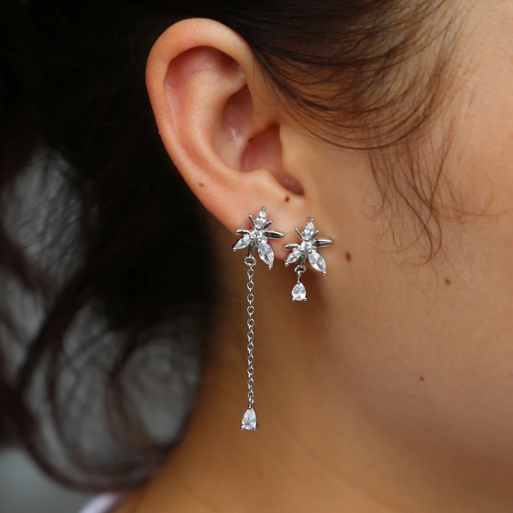 

2018 Shiny Crystal CZ Cubic zirconia Leaf Long Drop Dangle Earrings New Design Fashion Statement Jewelry For Women Gift Brincos