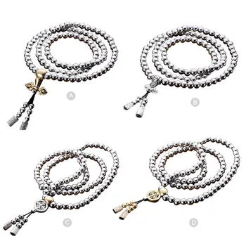 

108 Buddha Beads Necklace Chain Outdoor Full Steel Self Defense Hand Bracelet Chain Personal Protection Multi Tools