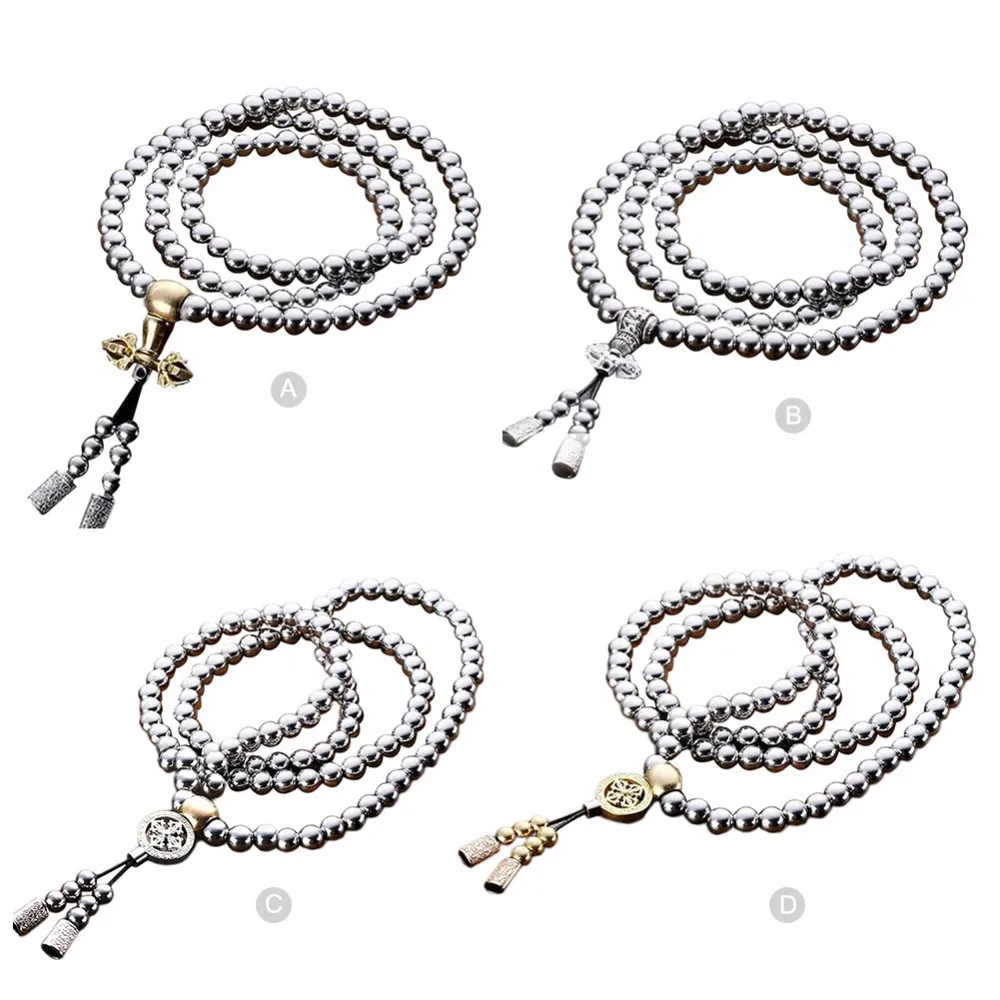 comprar 108 Buddha Contas Cadeia Colar Pulseira Cadeia de Mão de Aço Cheio de Auto Defesa Pessoal Ao Ar Livre Proteção Ferramentas Multi