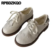 Размер 35, круглый носок, резиновая подошва,, японская школьная обувь на плоской подошве, мех, китайский стиль, ретро, шнуровка, винтажные женские оксфорды, женская обувь
