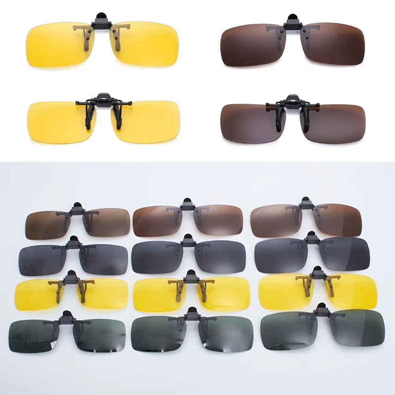 Clip On Sunglasses Driving Night Vision Lens Sun Glasses For Men Women With Case & Glasses Cloth Clip On Sunglasses Driving Night Vision Lens Sun Glasses For Men Women With Case & Glasses Cloth